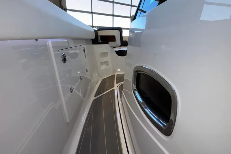 Slide: The Image of 2026 Monterey Elite 30 OB boat interior with sleek design and modern features. - 85