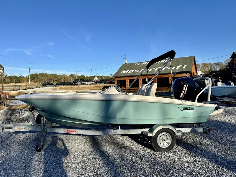 The Image of 2025 Boston Whaler 160 Super Sport on trailer, parked outdoors. - 1