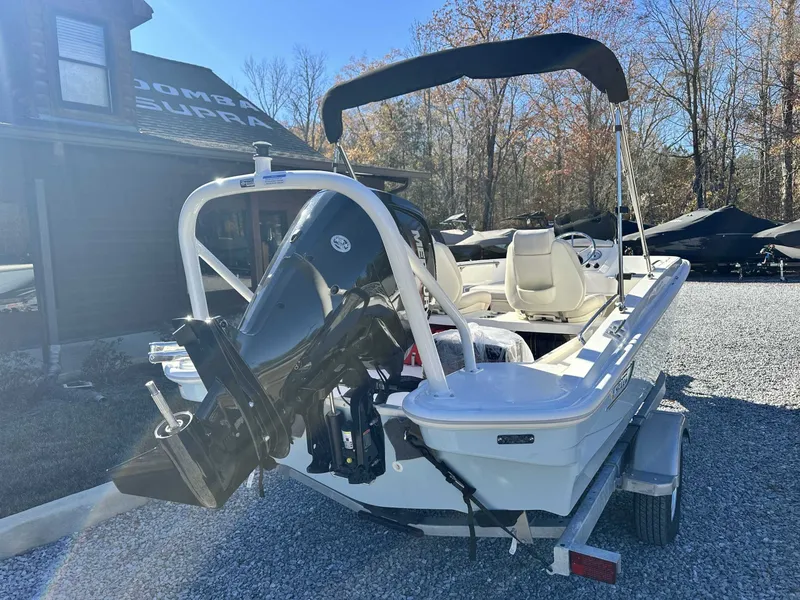 Slide: The Image of 2025 Boston Whaler 160 Super Sport boat on trailer. - 7