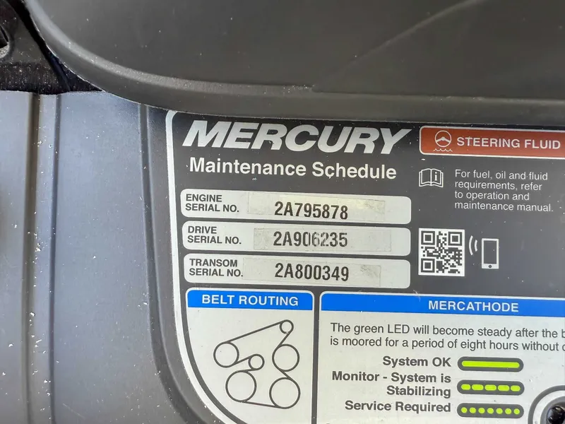 Slide: The Image of Mercury engine maintenance schedule sticker with serial numbers. - 24