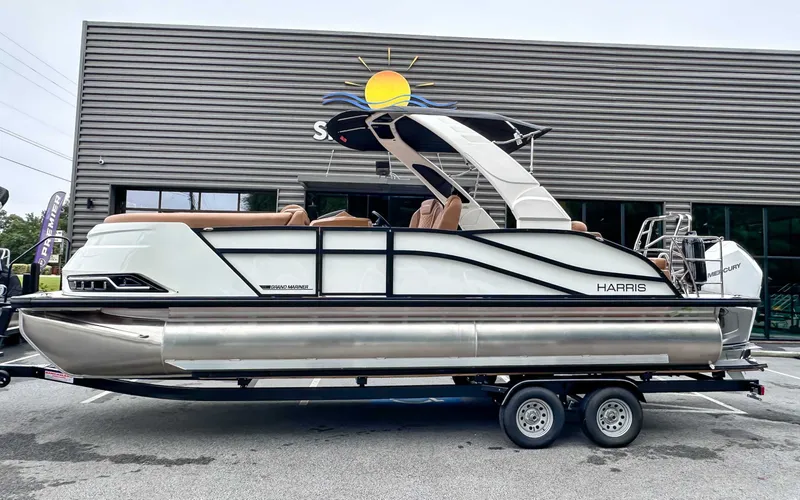 The Image of 2025 Harris Grand Mariner 230 SLDH pontoon boat on trailer. - 1