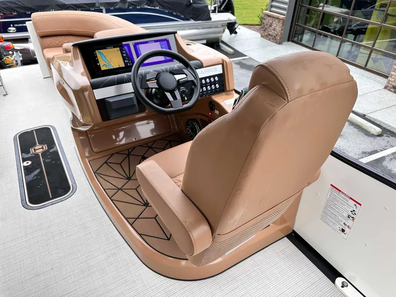 Slide: The Image of Interior of 2025 Harris Grand Mariner 230 SLDH with modern helm. - 18