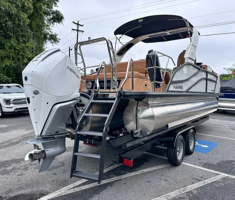 Slide: The Image of 2025 Harris Grand Mariner 230 SLDH pontoon boat on trailer. - 7