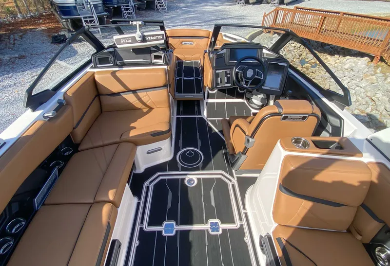 Slide: The Image of Interior of 2024 Supra SL boat with luxurious features. - 13