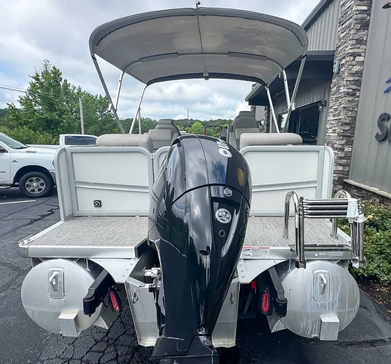 Slide: The Image of 2024 Premier 230 SunSation RF pontoon boat with outboard motor. - 6