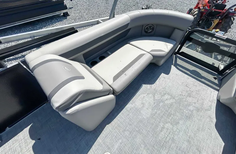 Slide: The Image of Interior of Premier 200 Sunscape RF 2025 with gray seating. - 11