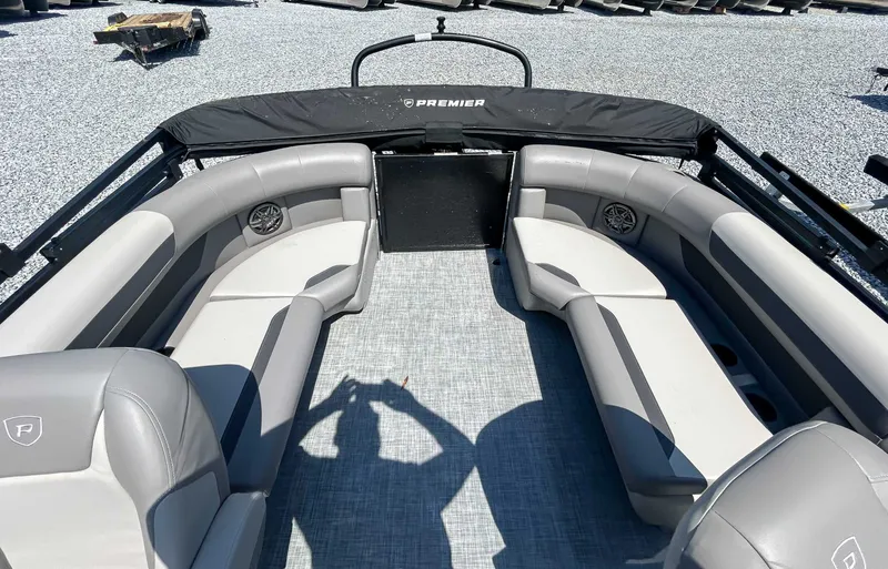 Slide: The Image of Interior of 2025 Premier 200 Sunscape RF with gray seating. - 16