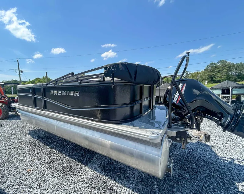 Slide: The Image of 2025 Premier 200 Sunscape RF pontoon boat on gravel. - 6