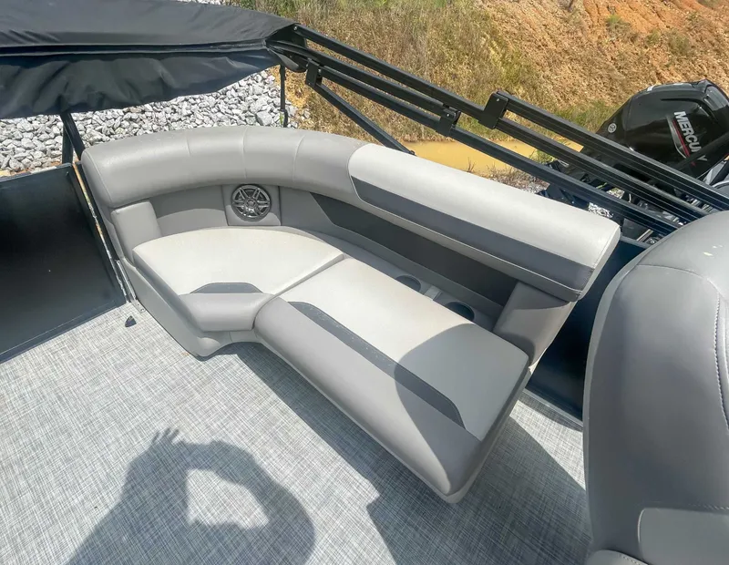 Slide: The Image of Interior of Premier 200 Sunscape RF 2025 with gray upholstery. - 17