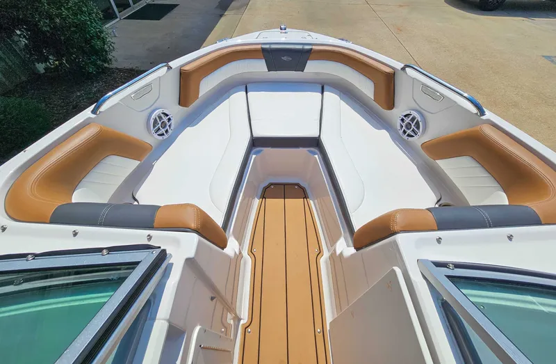 Slide: The Image of Interior of 2023 Chaparral 21 SSi with luxurious seating. - 11
