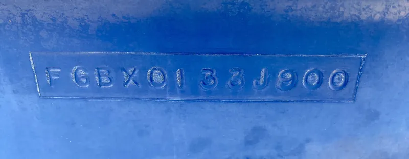 Slide: The Image of Serial number on blue Chaparral 216 SSi boat hull, year 2000. - 19
