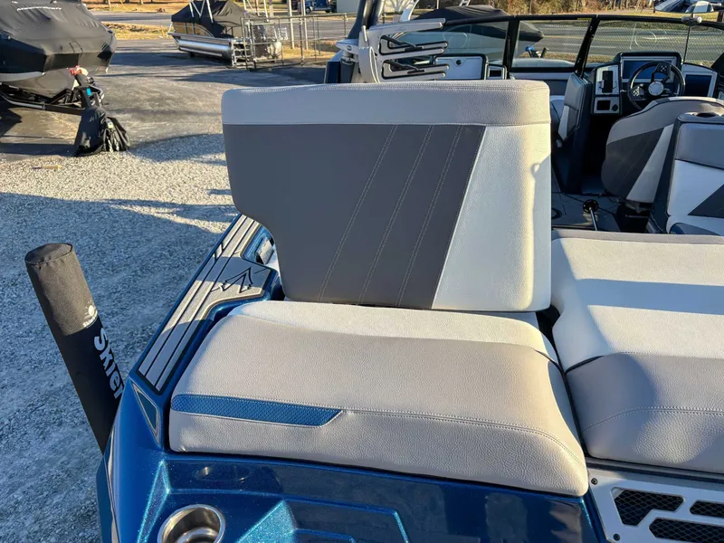 Slide: The Image of Rear seat of 2020 Supra SA450 boat, gray upholstery. - 10
