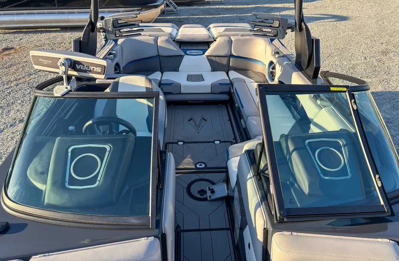 Slide: The Image of Interior of 2020 Supra SA450 boat with modern seating. - 15