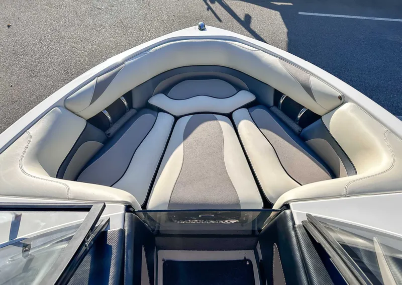 Slide: The Image of Interior of 2013 Malibu Wakesetter 20 VTX with gray upholstery. - 12