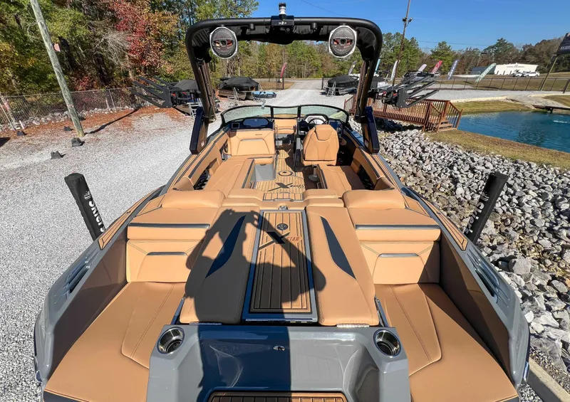 Slide: The Image of 2024 MasterCraft XStarS boat with luxurious interior and modern features. - 10