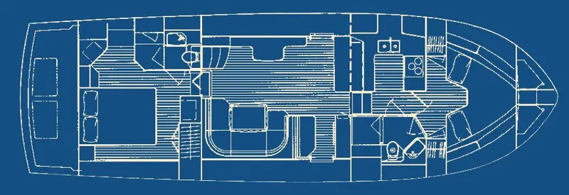 Slide: The Image of Blueprint of a 1997 Sabre Cockpit Motor Yacht layout. - 12