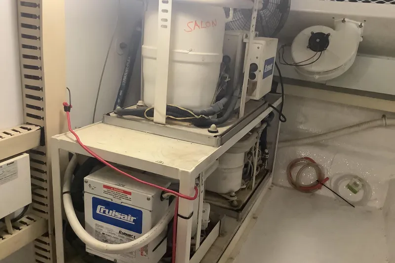 Slide: The Image of Engine room of a 1994 Viking 50' Convertible Sportfish with Cruisair system. - 34