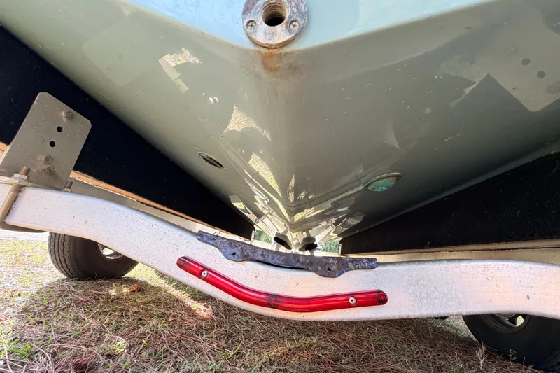 Slide: The Image of Underside view of 2022 Sea Fox 228 Commander boat on trailer. - 14