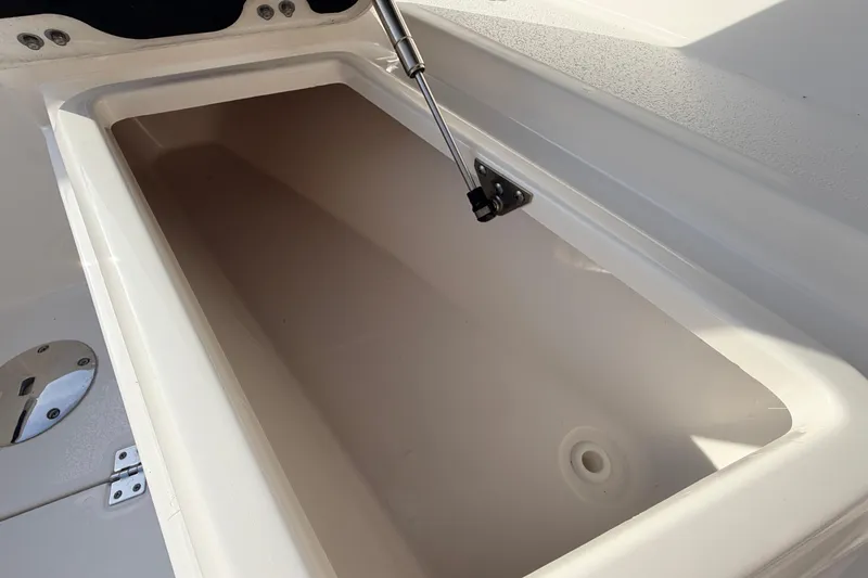 Slide: The Image of 2022 Sea Fox 228 Commander storage compartment with hydraulic lift support. - 39