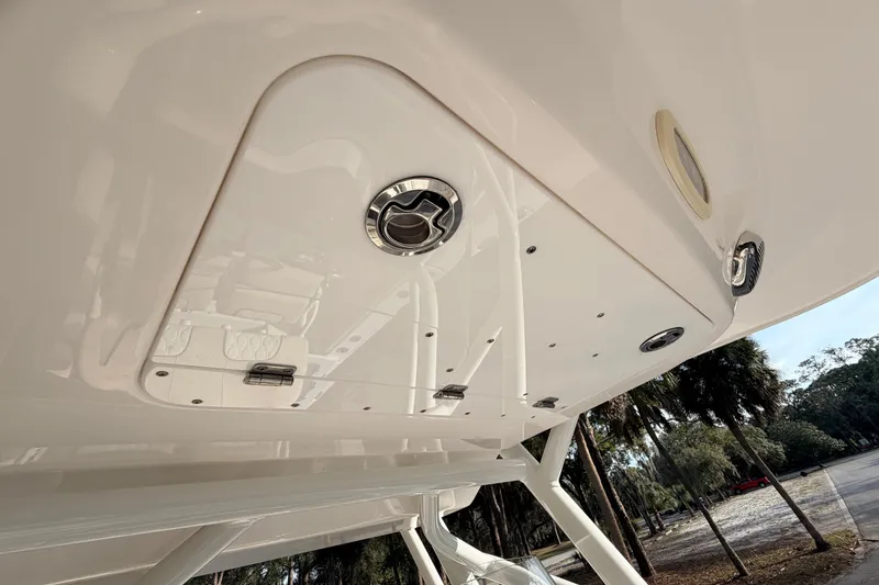 Slide: The Image of 2022 Sea Fox 228 Commander boat underside view with hatches and fittings. - 47