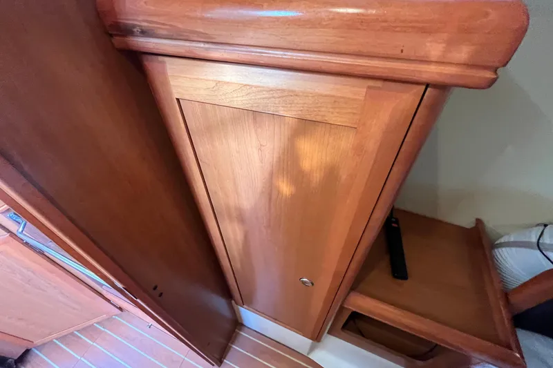 Slide: The Image of Wooden interior cabinetry of a 2008 Hunter 36 sailboat. - 39