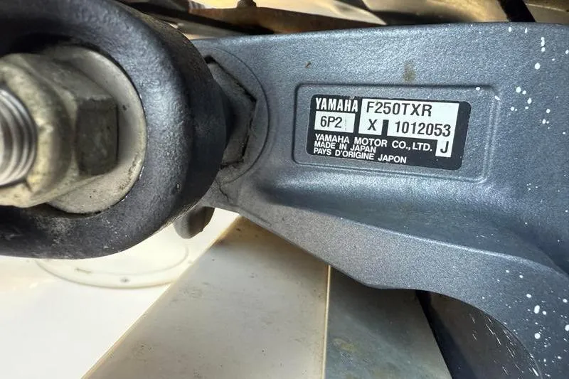 Slide: The Image of Close-up of Yamaha F250TXR engine label on 2007 Grady-White Bimini 306 boat. - 40