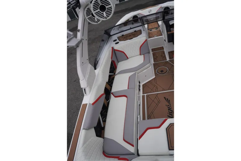 Slide: The Image of 2022 Tigé 22RZX boat interior with stylish seating and modern design. - 25