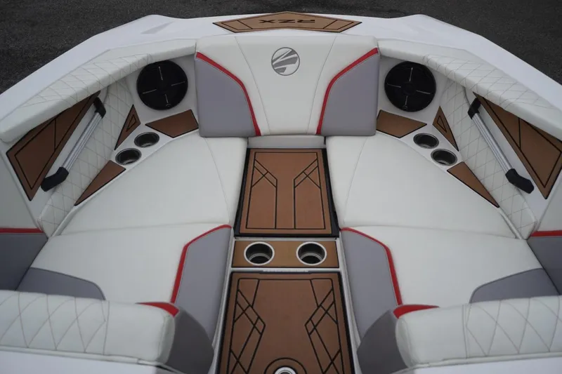 Slide: The Image of Luxurious interior of 2022 Tigé 22RZX boat with stylish seating and cup holders. - 33