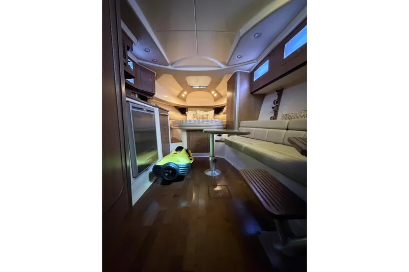 Slide: The Image of Luxurious interior of 2012 Boston Whaler 345 Conquest with seating and modern amenities. - 13