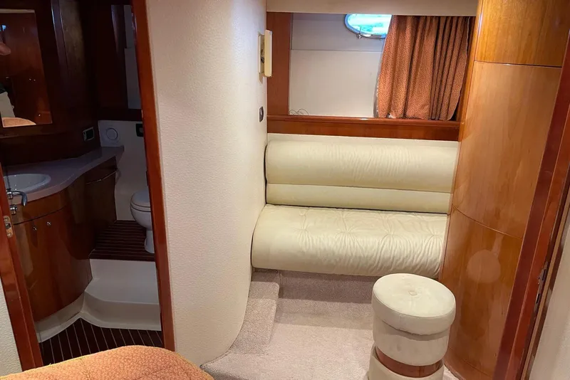 Slide: The Image of Luxurious interior of 2007 Aicon 56 yacht with seating and bathroom. - 10