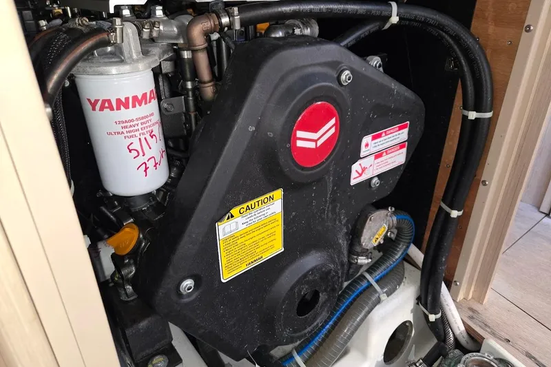 Slide: The Image of Engine compartment of 2023 Beneteau Oceanis 38.1 with Yanmar fuel filter. - 83