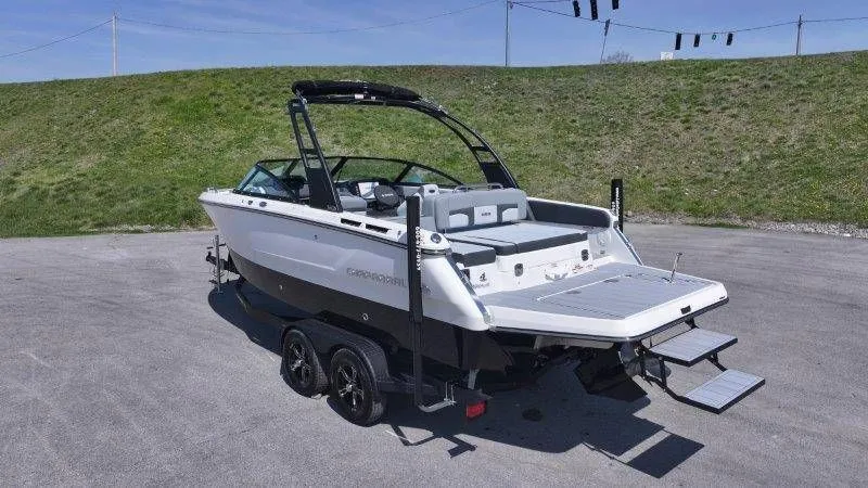 Slide: The Image of 2026 Chaparral SSX 4 boat on trailer, side view. - 23