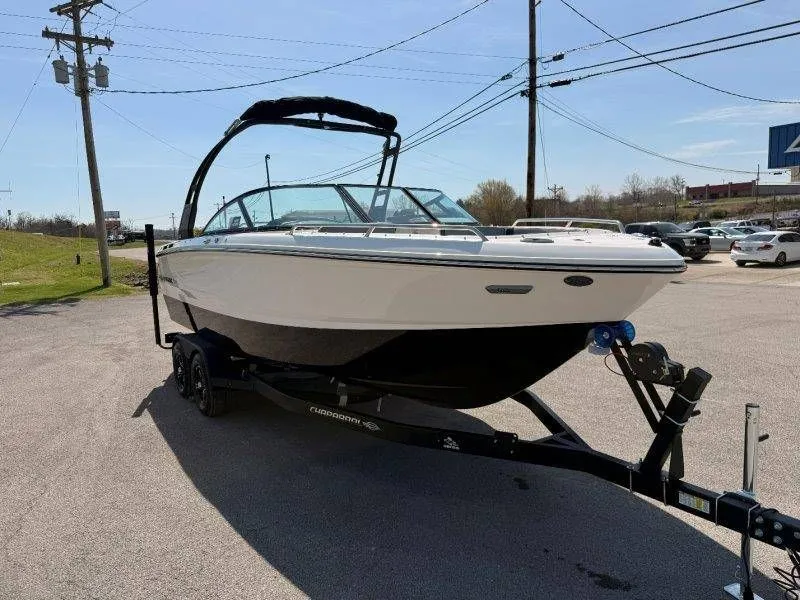 Slide: The Image of 2026 Chaparral SSX 4 boat on trailer outdoors. - 27