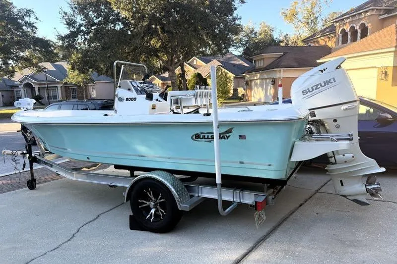 Slide: The Image of 2019 Bulls Bay 2000 boat with Suzuki engine on trailer in residential area. - 3