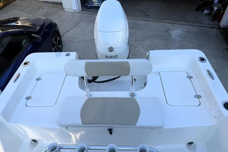 Slide: The Image of 2019 Bulls Bay 2000 boat with Suzuki 140 outboard motor, rear seating view. - 37