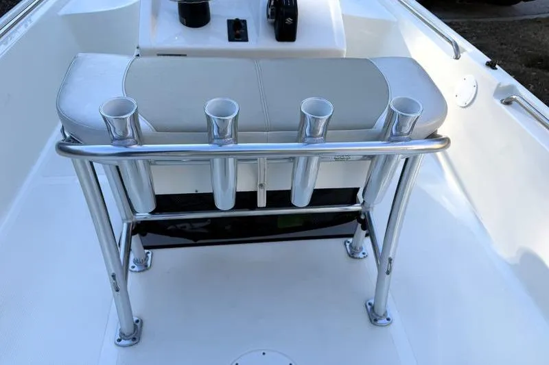 Slide: The Image of 2019 Bulls Bay 2000 boat interior with rod holders and seating. - 38