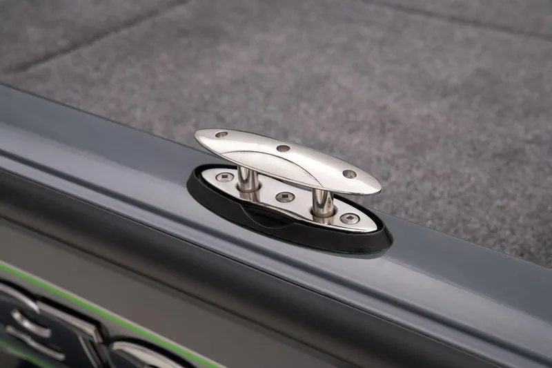 Slide: The Image of 2026 Ranger RT178 boat detail with chrome cleat and carpeted deck. - 24