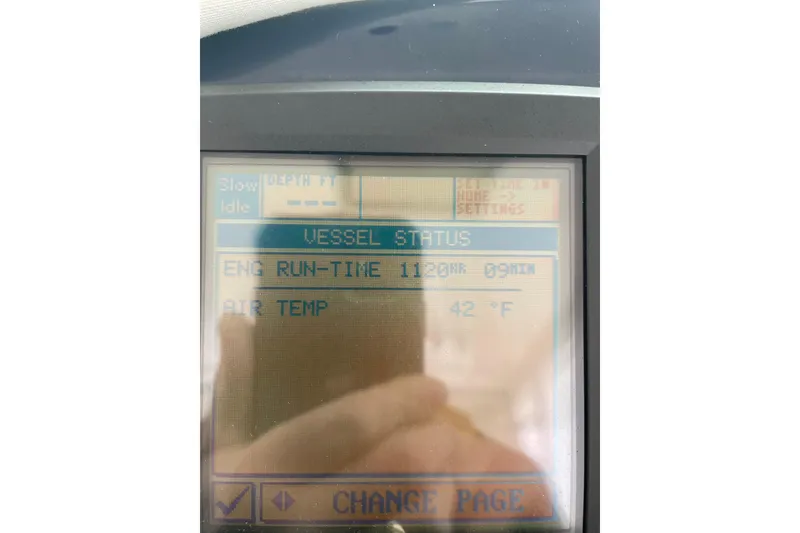 Slide: The Image of Display screen of a 2006 Tiara Yachts 3800 Open showing vessel status and air temperature. - 33