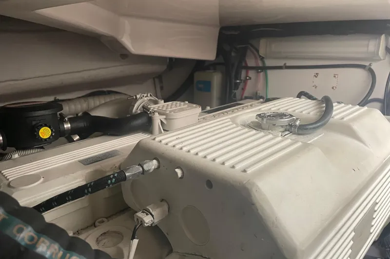 Slide: The Image of Interior view of 2006 Tiara Yachts 3800 Open, showcasing helm and ceiling design. - 34