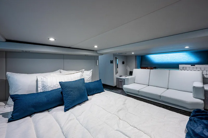 Slide: The Image of Luxurious interior of 2022 Formula 500 Super Sport Crossover with modern seating and bedding. - 31