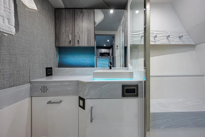 Slide: The Image of Modern bathroom interior in 2022 Formula 500 Super Sport Crossover yacht. - 32