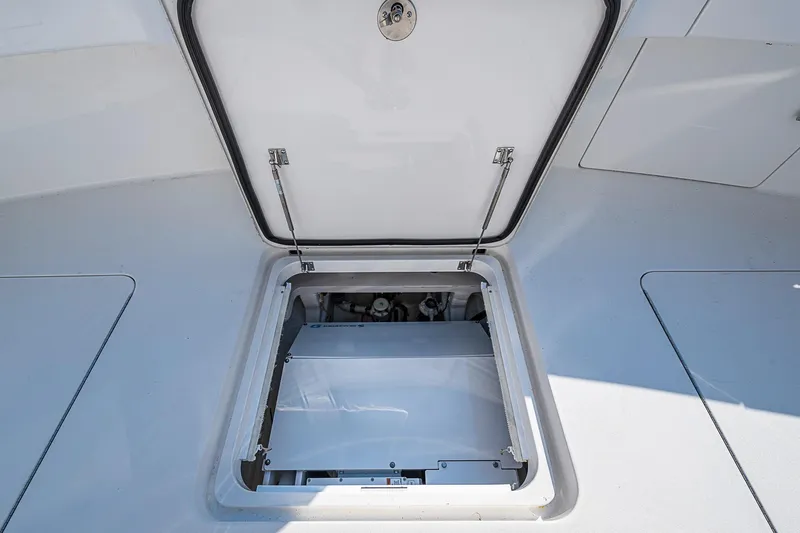 Slide: The Image of Open hatch on 2023 Viking 48 Sport Tower yacht deck. - 40