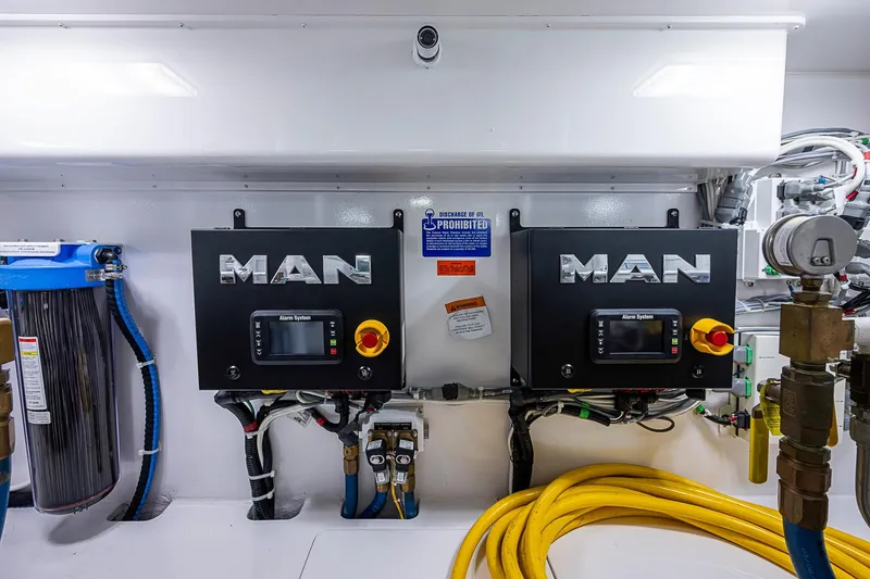Slide: The Image of Engine room of 2023 Viking 48 Sport Tower with MAN control systems and equipment. - 51