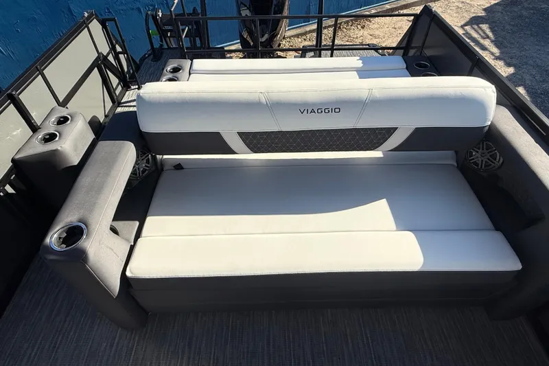 Slide: The Image of Luxurious seating on 2026 Viaggio Lago Z-S boat with cup holders and stylish design. - 5
