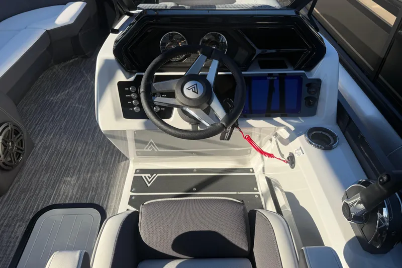 Slide: The Image of 2026 Viaggio Lago Z-S boat cockpit with modern steering and controls. - 8