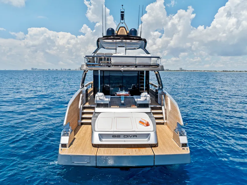 Slide: The Image of Riva 82' Diva Yacht 2027 on open sea. - 19