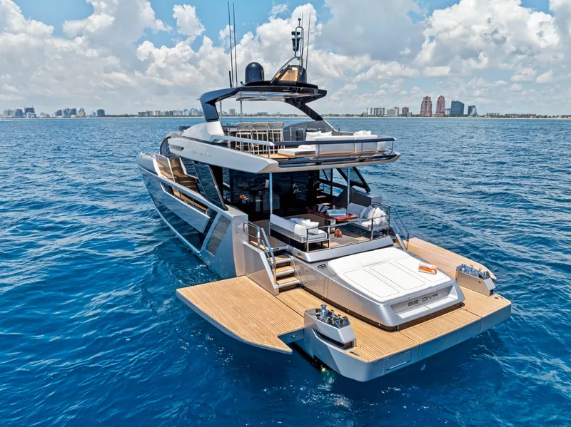 Slide: The Image of Luxury yacht Riva 82' Diva 2027 on open sea. - 21