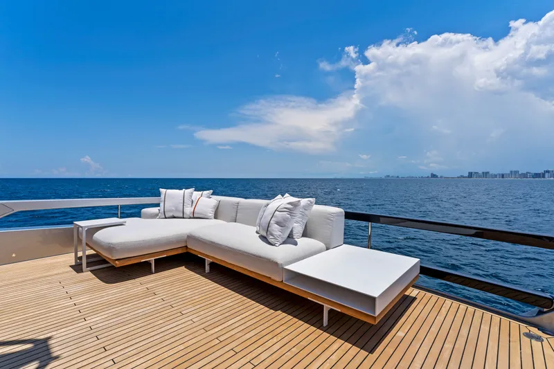 Slide: The Image of Luxury Riva 82' Diva 2027 yacht with ocean view and sun deck. - 25