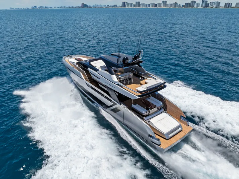 Slide: The Image of Luxury yacht Riva 82' Diva 2027 on open sea. - 3