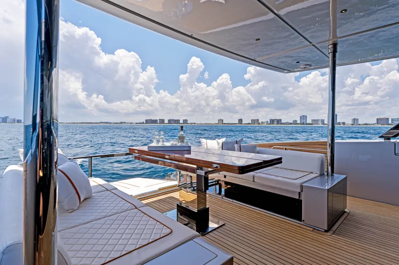 Slide: The Image of Luxurious deck of Riva 82' Diva yacht, 2027 model. - 35